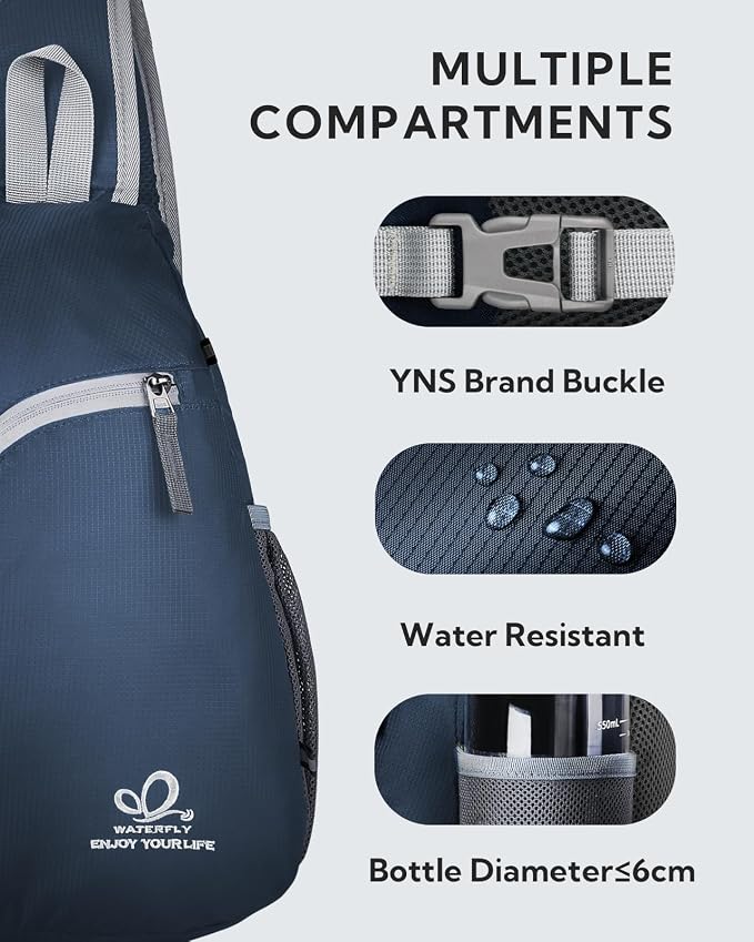 WATERFLY Crossbody Sling Bag Small Water Resistant Backpack Lightweight - Image 2