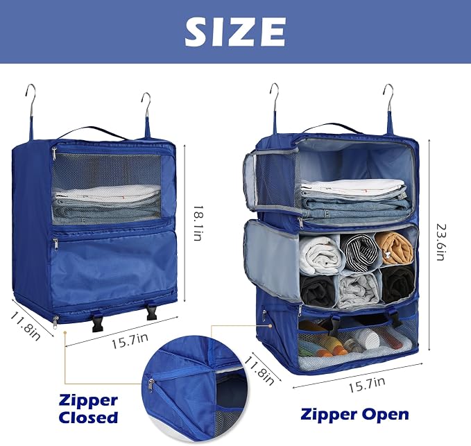 Surblue Hanging Shelves Travel Storage Bag Compression Packing Cube - Image 5