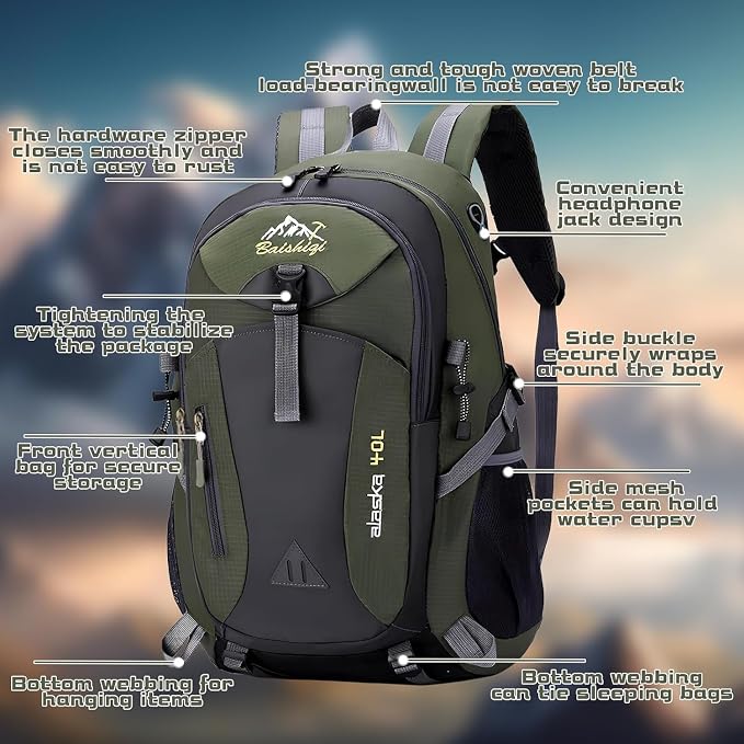 40L Hiking Backpack, Lightweight Daypack - Image 3