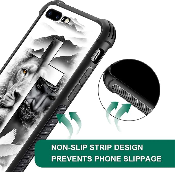 Case for iPhone 7 Plus/8 Plus, Lion Cross Jesus Christ Dove Pattern, Soft - Image 3