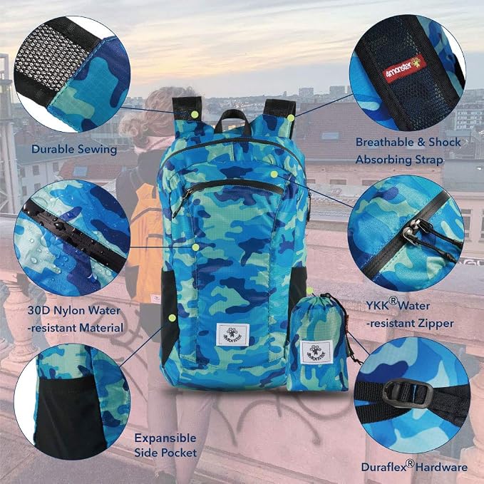 4Monster Hiking Daypack, Water Resistant Lightweight Packable Backpack - Image 2