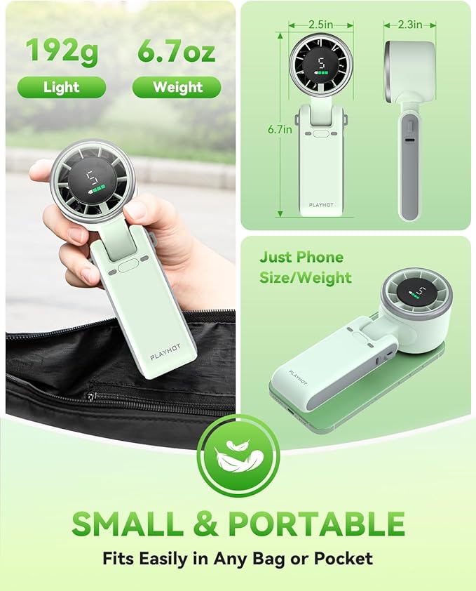 PlayHot Portable Handheld Turbo Fan, 5 Gear Wind, Battery Operated, 3 IN 1 Hand - Image 6