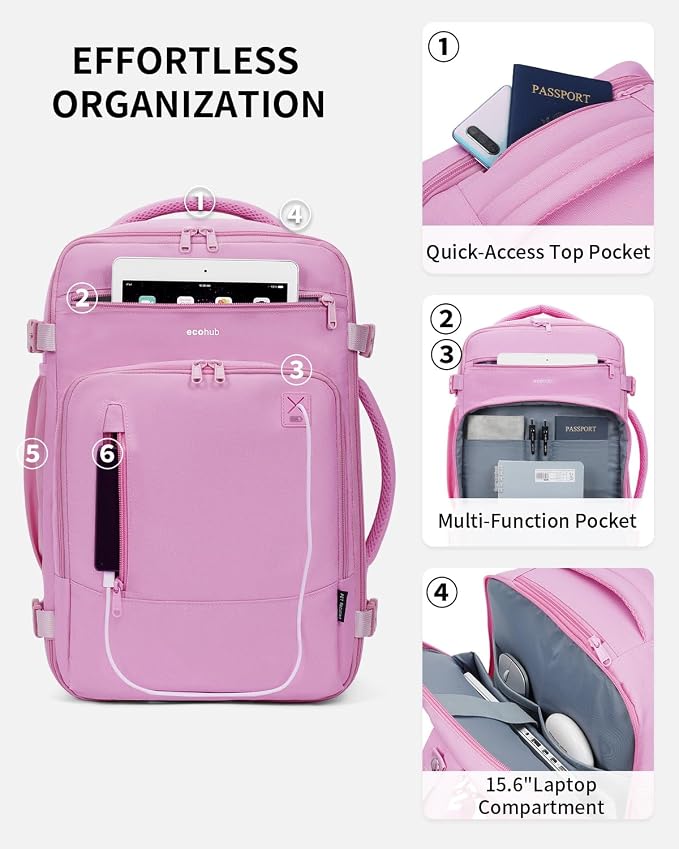 ECOHUB 17" Small Travel Backpack, United Airlines Personal Item Bag 17x10x9 - Image 4
