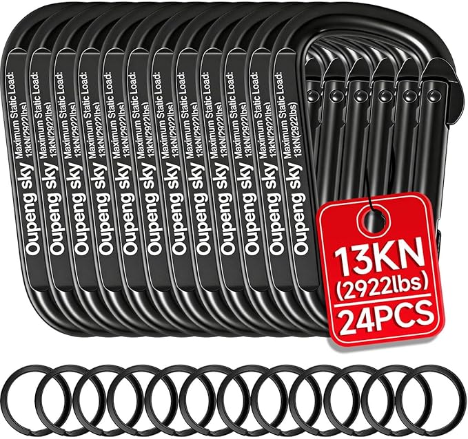 Carabiner Clip - Heavy Duty Carabiners 800lbs-13KN Carabeaner D Ring Shape by Oupengsky