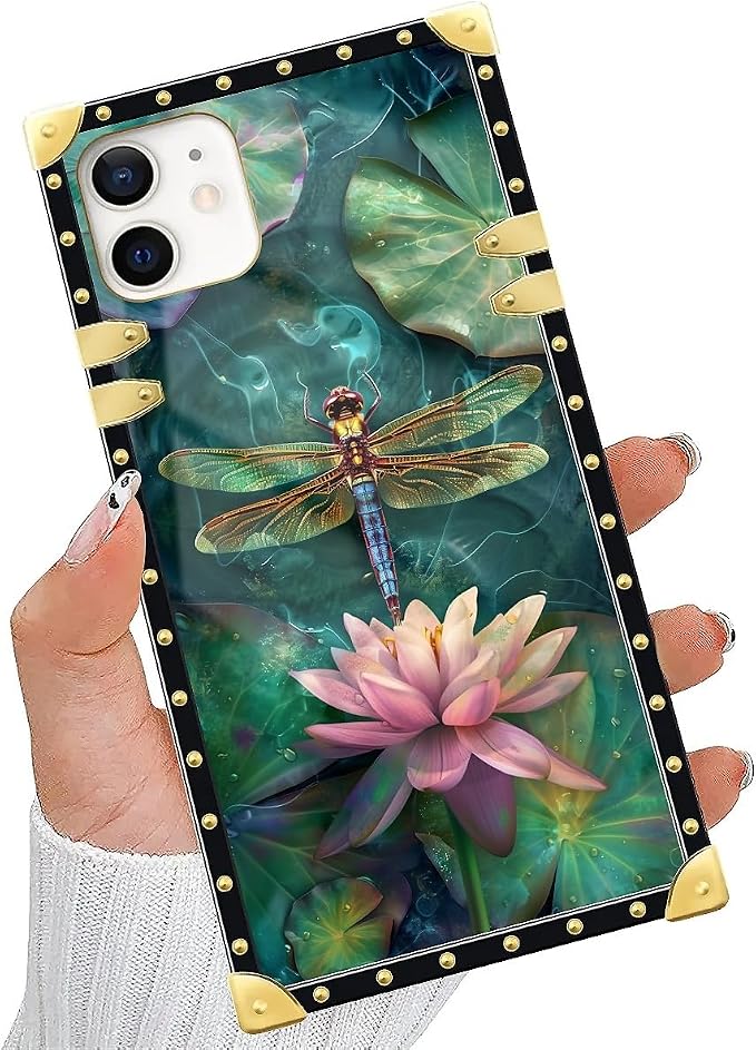 Compatible with iPhone 11 Case, Colourful Dragonfly Pink Lily Pads Luxury - Image 5