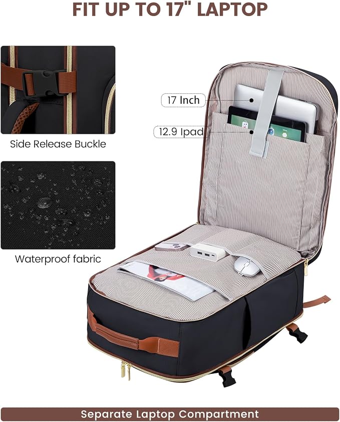 LOVEVOOK 40L Travel Backpack for Women & Men, Airline Approved Carry On Luggage - Image 8