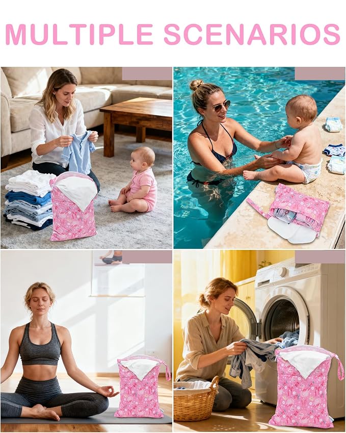 ALVABABY 3 pcs Cloth Diaper Wet Dry Bags Waterproof Reusable - Image 7