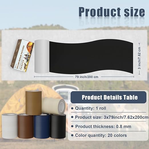 Cahomo 3x79 Nylon Repair Patch Nylon Repair Tape Self Adhesive Fabric Tapes - Image 2