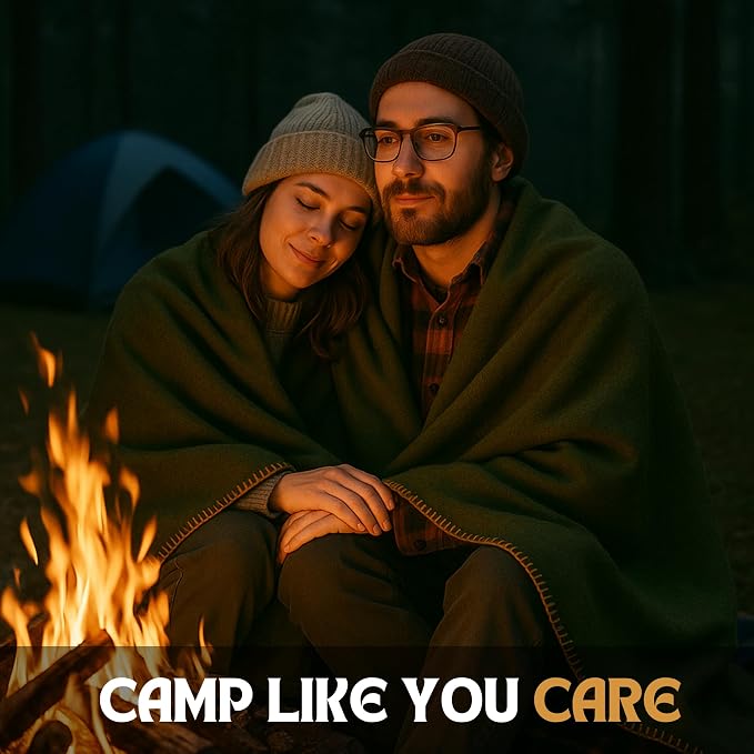 Wool Camping Blanket – 70% Wool Heavy-Duty Military Style Throw, Warm & Washable - Image 5