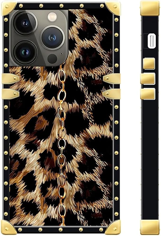 Compatible with iPhone 15 Pro Case, Seamless Gold Chain Leopard Luxury Golden - Image 3