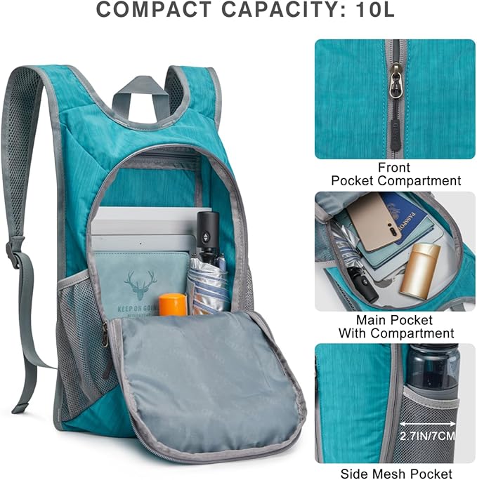 G4Free 10L Hiking Backpack Small Travel Hiking Daypack Lightweight Packable - Image 3