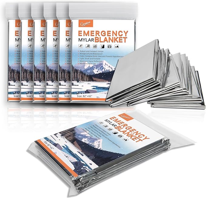 6 Pack - Large 82” x 62” Survival Emergency Mylar Thermal Blankets, Thermal - Image 7