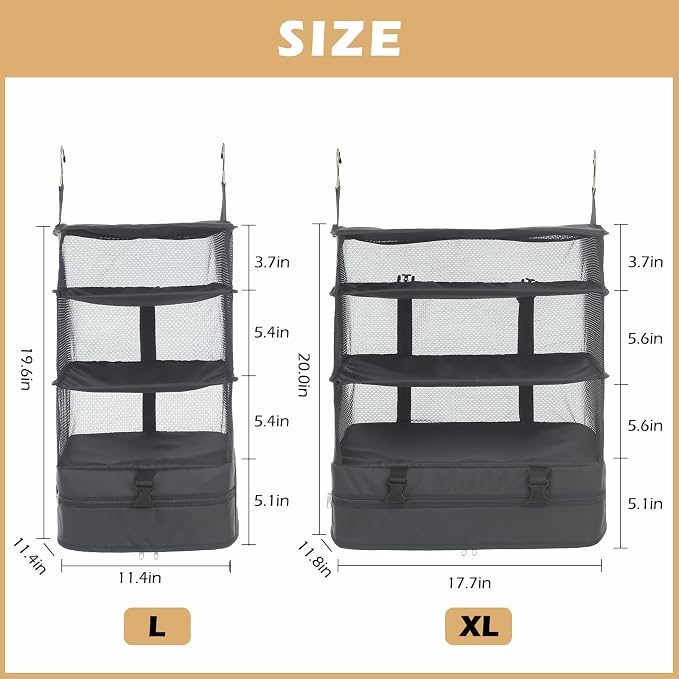 Surblue Hanging Closet Storage Bag Collapsible 3-Shelf Washable Oxford Fabric - Image 4