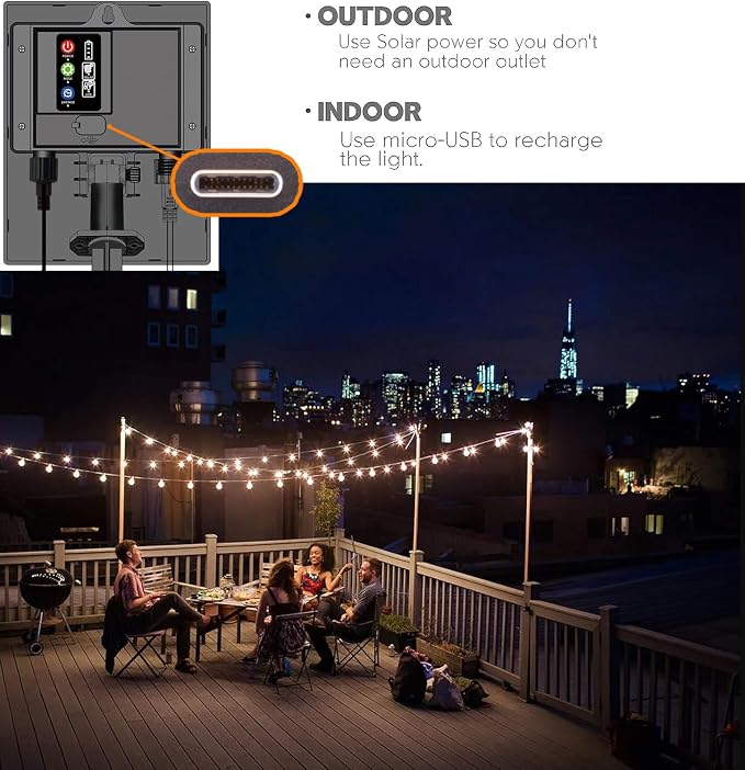 Sunlitec Solar String Lights Waterproof LED Indoor/Outdoor Hanging Umbrella - Image 3