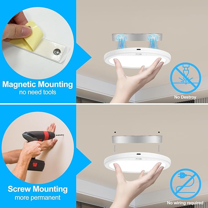 OSIDEN 2 Pack Rechargeable Motion Sensor Ceiling Light - Image 5