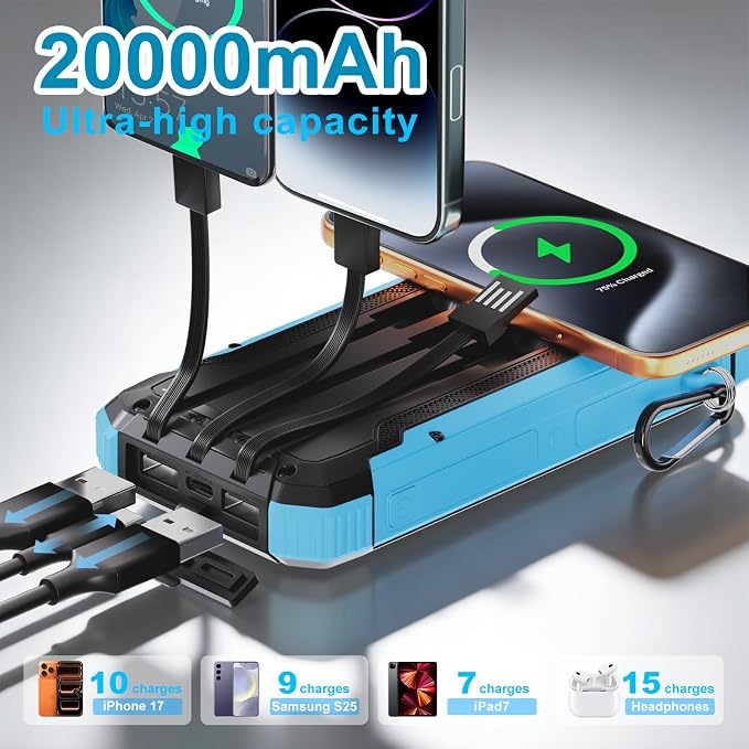 Power Bank Portable Solar Charger, Wireless Fast Charging Battery Pack - Image 2