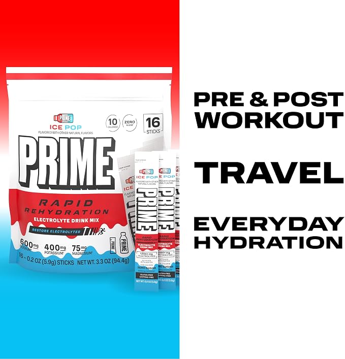Prime Rapid Rehydration Electrolyte Powder Sticks, Ice Pop, Sugar Free - Image 5