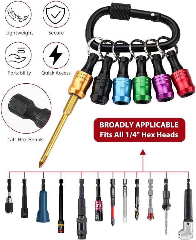 katerk 6pcs Bit Holder with Carabiner Socket - Image 2