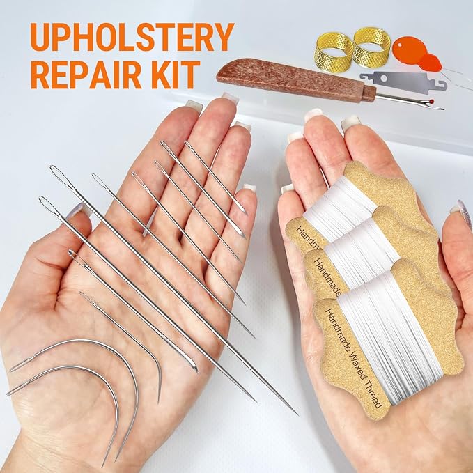 VONEEDL Upholstery Repair Kit: Waxed Sewing Thread & Heavy Duty Needles - Image 2