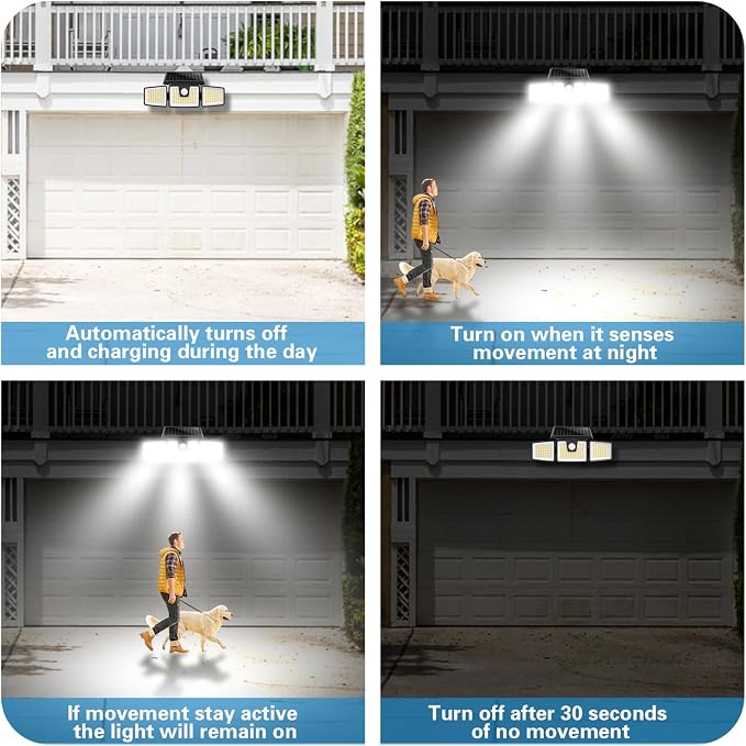 AmeriTop Solar Lights Outdoor, 2 Pack LED High Brightness Cordless Solar Motion - Image 7