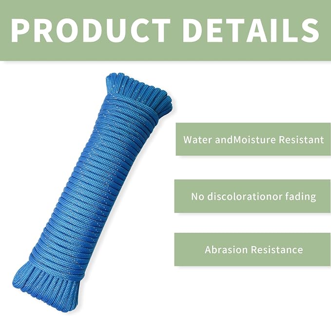 Paracord Rope, Reflective III Parachute Cord 7 Strand Core 550lb, 50ft Blue - Image 2