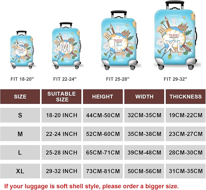 WUJIAONIAO Travel Luggage Cover Baggage Suitcase Cover Protector Skins 18-32 - Image 5