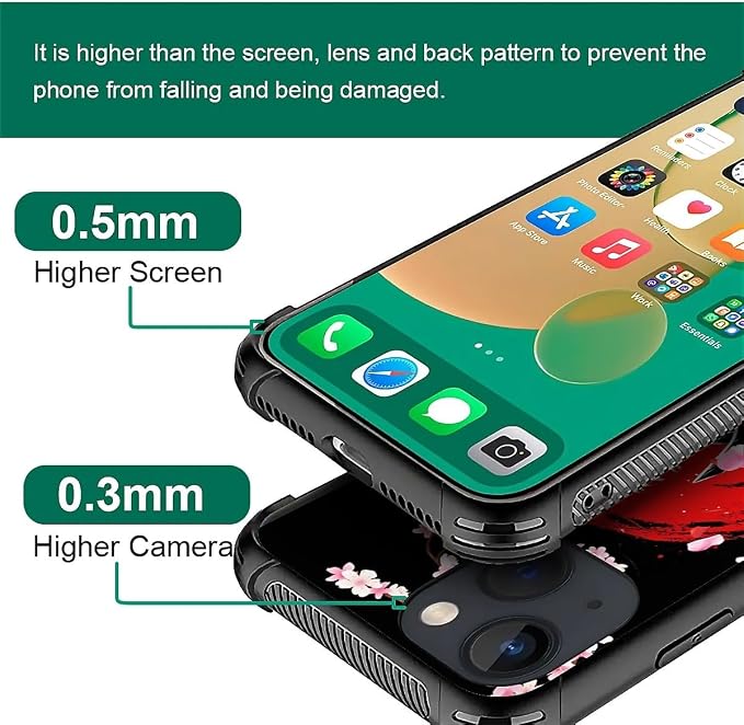 for iPhone 13 Case, Sakura Japanese Samurai Pattern Graphic Design Girl Boy - Image 2