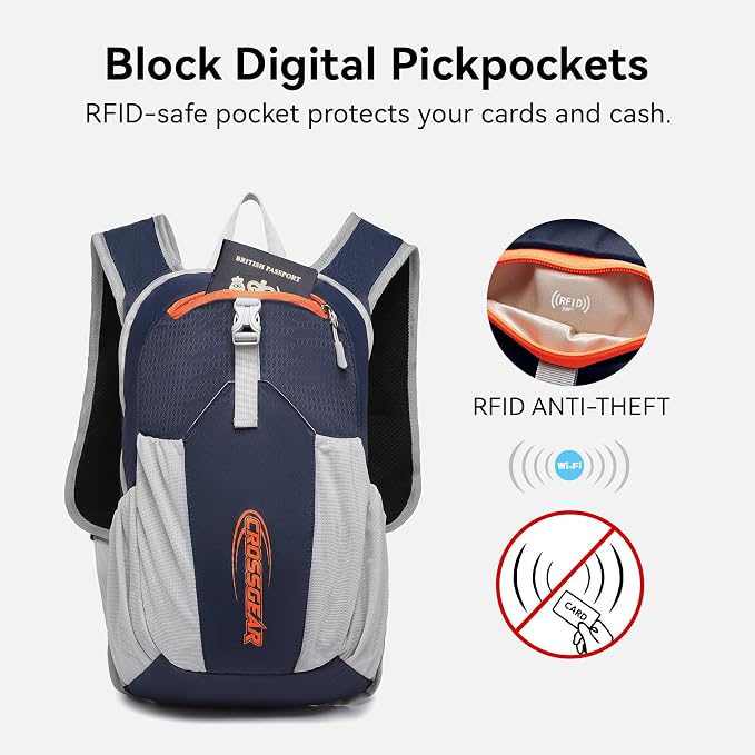 16L Small Hiking Backpack, CROSSGEAR Lightweight Waterproof Foldable Backpack - Image 5