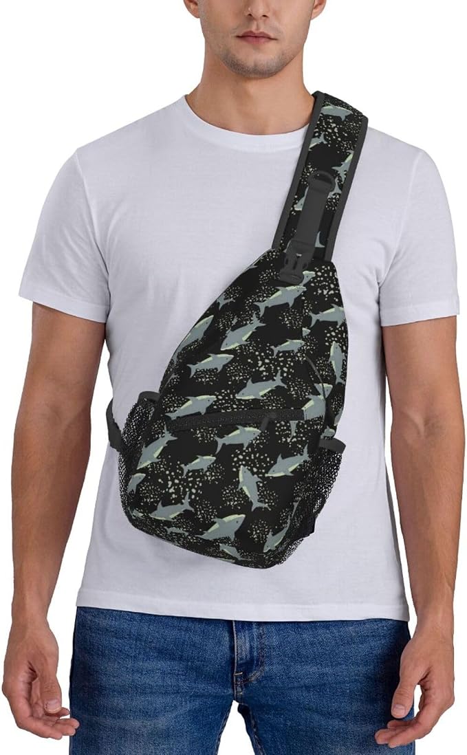 Sea Shark Sling Bag For Women Men Cute Shark Pattern Backpack Crossbody - Image 7