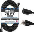 Iron Forge Cable 75 Ft Black Extension Cord, 75 Foot Extension Cord, 3 Prong by IronForgeCable