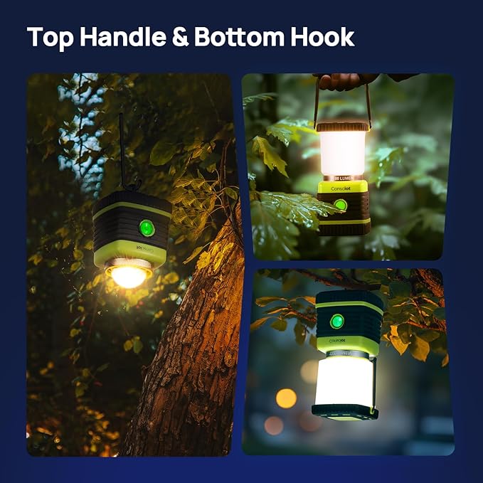 LED Camping Lantern, Consciot Battery Powered LED Lantern Flashlight, 4 Light - Image 5