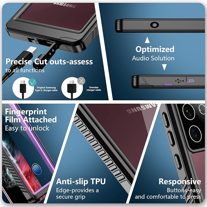 SPIDERCASE Designed for Samsung Galaxy S22 Ultra Case, Waterproof Built-in - Image 5
