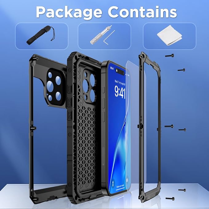 Mitywah Waterproof Case for iPhone 16 Pro Max, Heavy Duty Metal Cover - Image 8