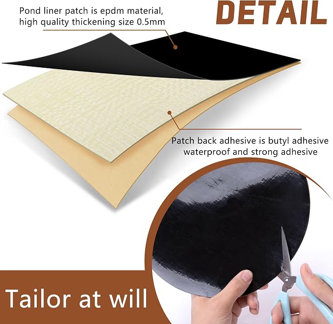 Adnee 2 Pcs Pond Liner Repair Patch-10 Inches Round Self-Adhesive EPDM Liner - Image 4