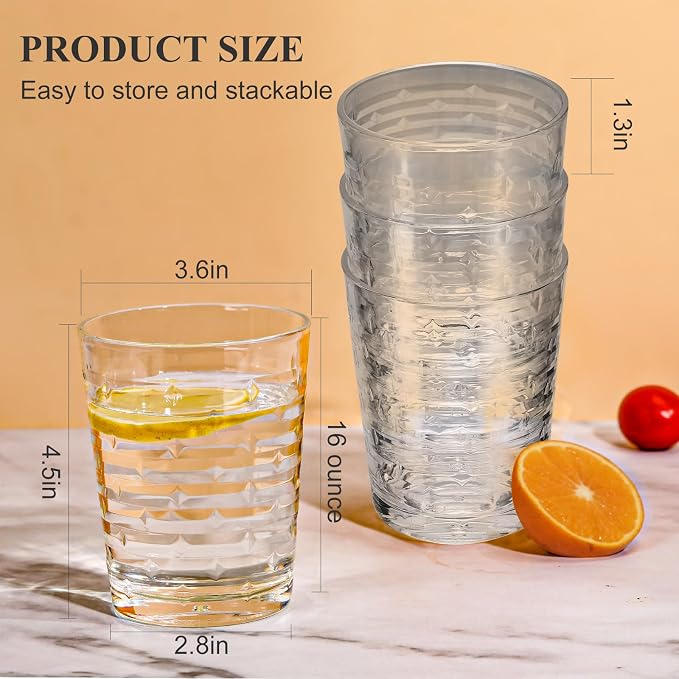 Acrylic Clear Highball Plastic Cups | Plastic Reusable Tumblers 16oz | - Image 3