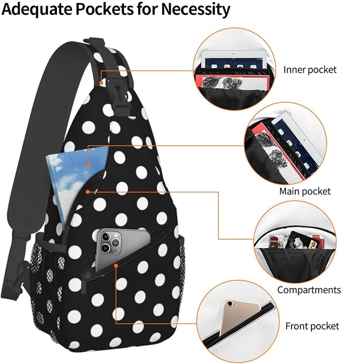 Polka Dot Crossbody Sling Bags for Women Men Abstract White Small Circle Dot on - Image 3