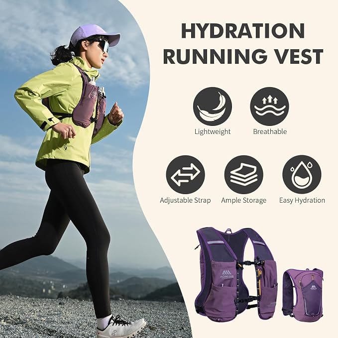 AONIJIE Running Hydration Vest for Men & Women, 8L Hydration Backpack, - Image 2