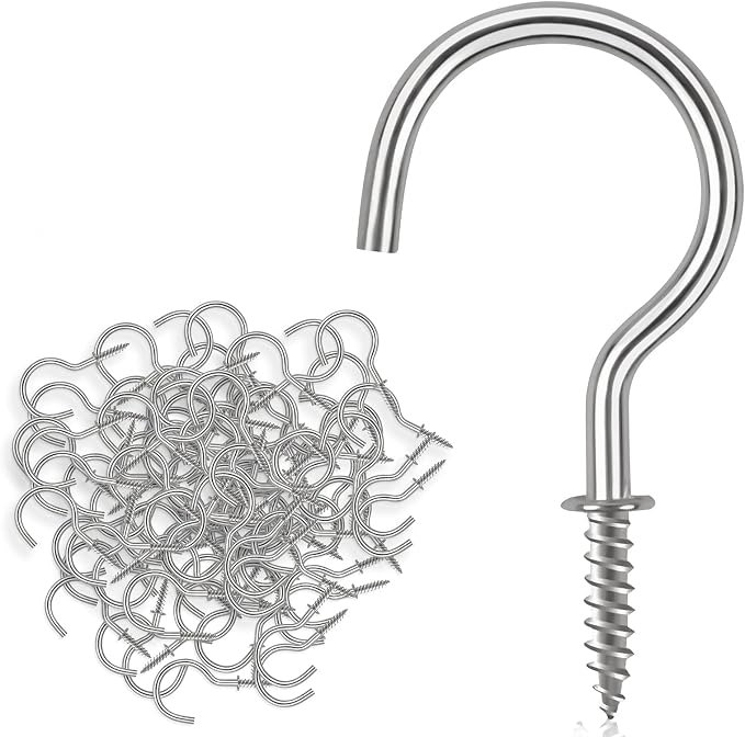 Cup Screw Hooks, 3/4 inch Metal Screw in Ceiling Hooks, 160 Pack Metal Plant by DRTDERUITAI