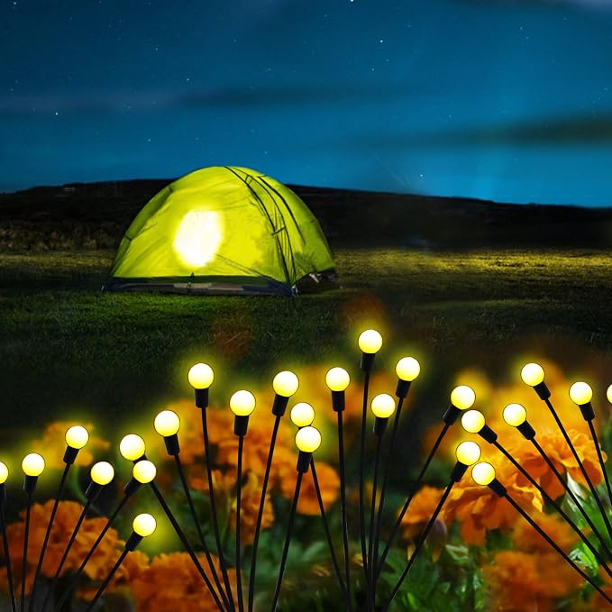 Solar Garden Lights Outdoor, 2 Pack 16 LED Solar Firefly Lights Waterproof - Image 6