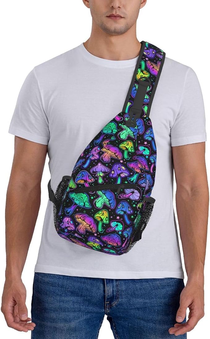 Bright Mushrooms Sling Bag For Women Men Mushroom Backpack Crossbody Shoulder - Image 7