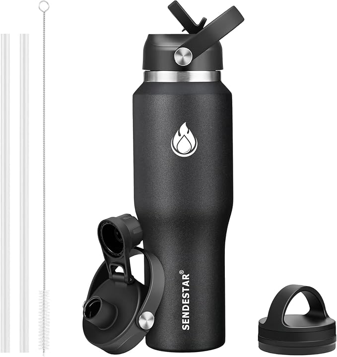 SENDESTAR 40oz Stainless Steel Water Bottle, Double Wall Vacuum Insulated Bottle by Sendestar