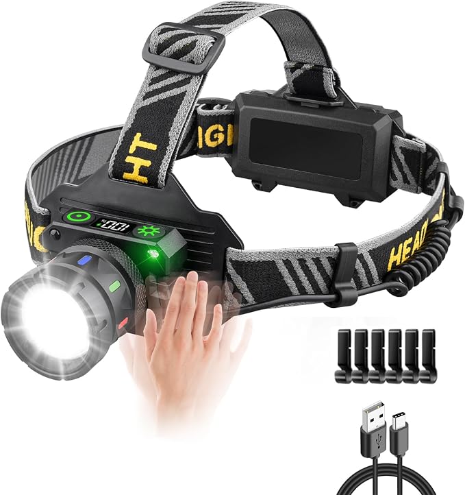 Headlamp Rechargeable 5000 High Lumen: Super Bright LED Head Lamp by SolarLight