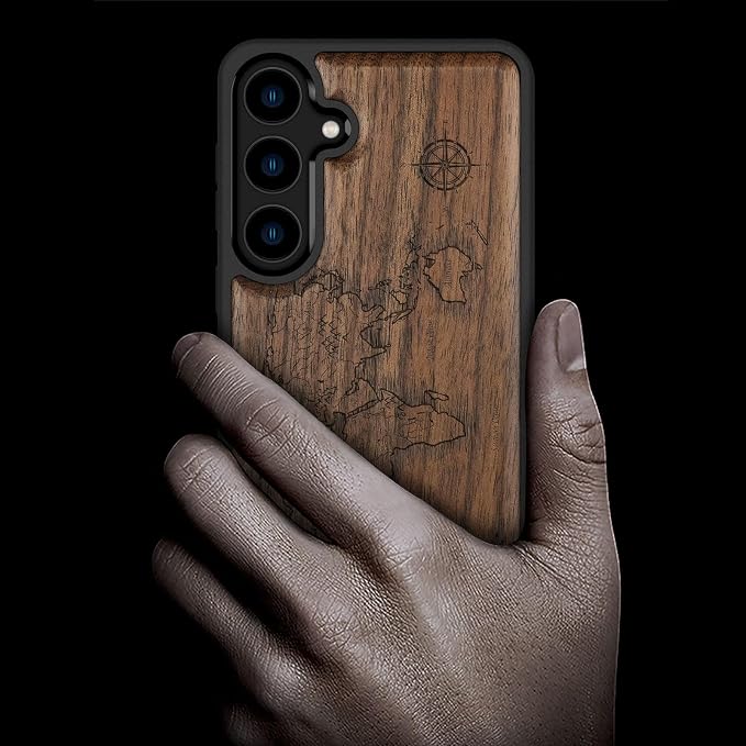 Carveit Wood Case for Galaxy S24 Plus Case Shockproof Protective Cover Unique - Image 2
