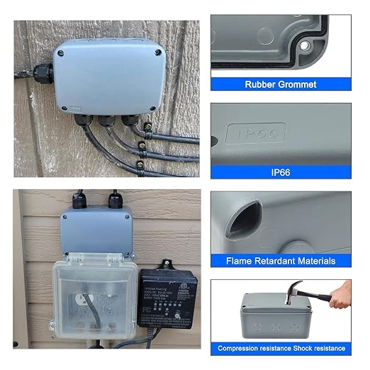 Nineleaf Waterproof Electrical Box, 3PK Outdoor Junction Boxes, IP66 External - Image 2