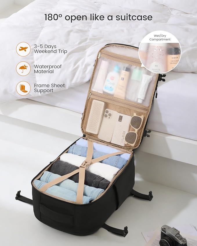 LOVEVOOK 40L Travel Backpack for Women, Airline Approved Carry On Backpack - Image 6