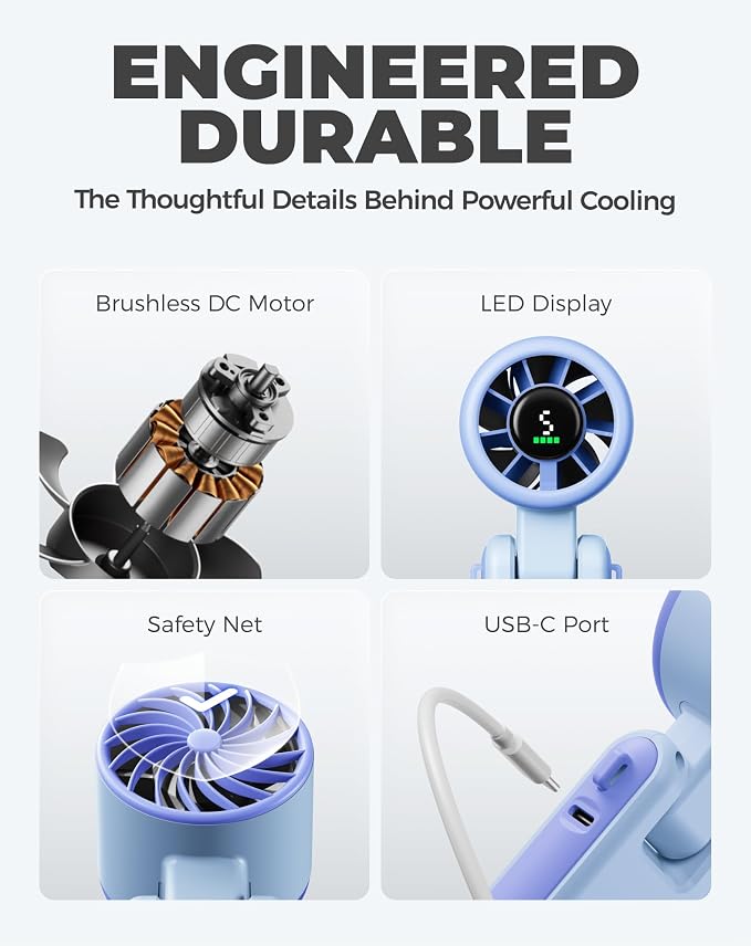Diveblues Portable Handheld Turbo Fan, 5 Gear Wind, Battery Operated, 3 IN 1 - Image 7
