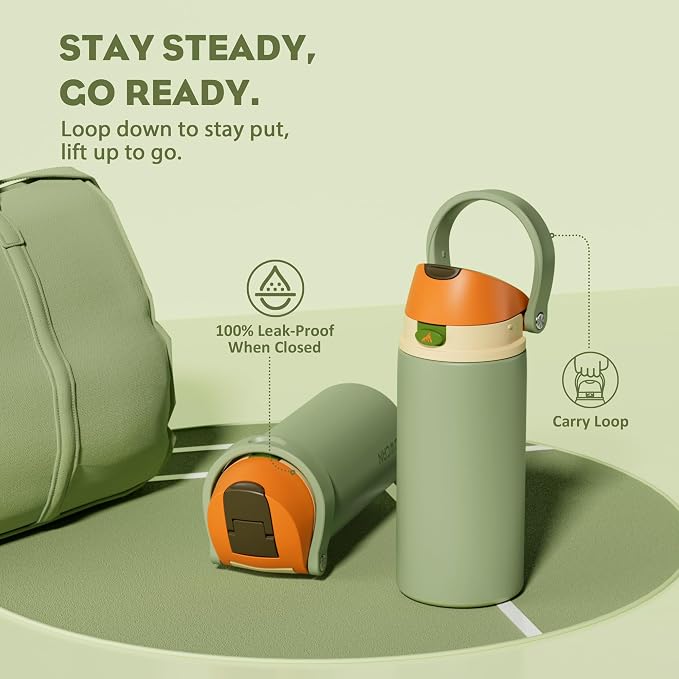 POWCAN 18 oz Metal Sports Water Bottle: 2-in-1 Push-Button Spout & Quick-Flip - Image 4