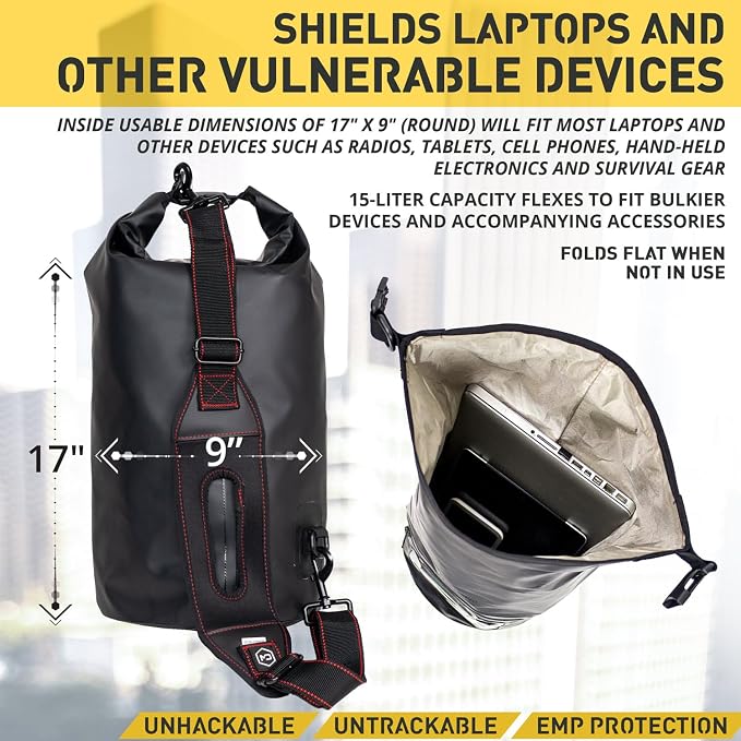 Mission Darkness Dry Shield Faraday Tote 15L // Waterproof Dry Bag - Image 3
