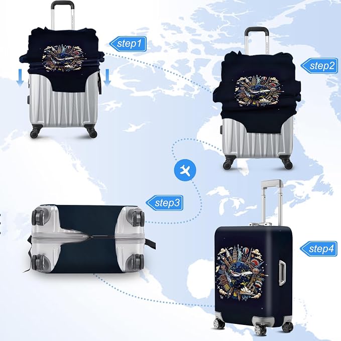 ANNA QUEEN Travel Globe Airplane Luggage Cover -Stretchable Airplane Suitcase - Image 6