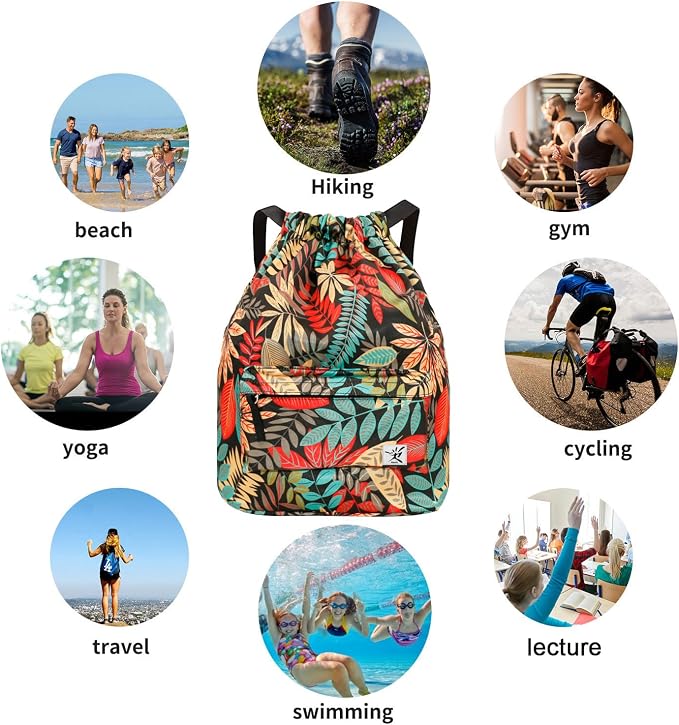Waterproof Drawstring Bag, Gym Bag Sackpack Sports Beach Backpack - Image 5
